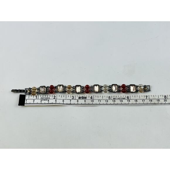 Vintage Avon Bracelet Marked HS Honor Society Bead Jewelry Amber look citrine gr - Picture 7 of 9